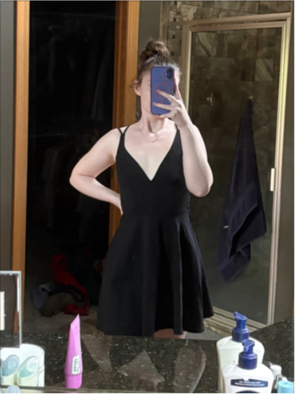 Black Skater Dress with Crisscross Back from Lulus